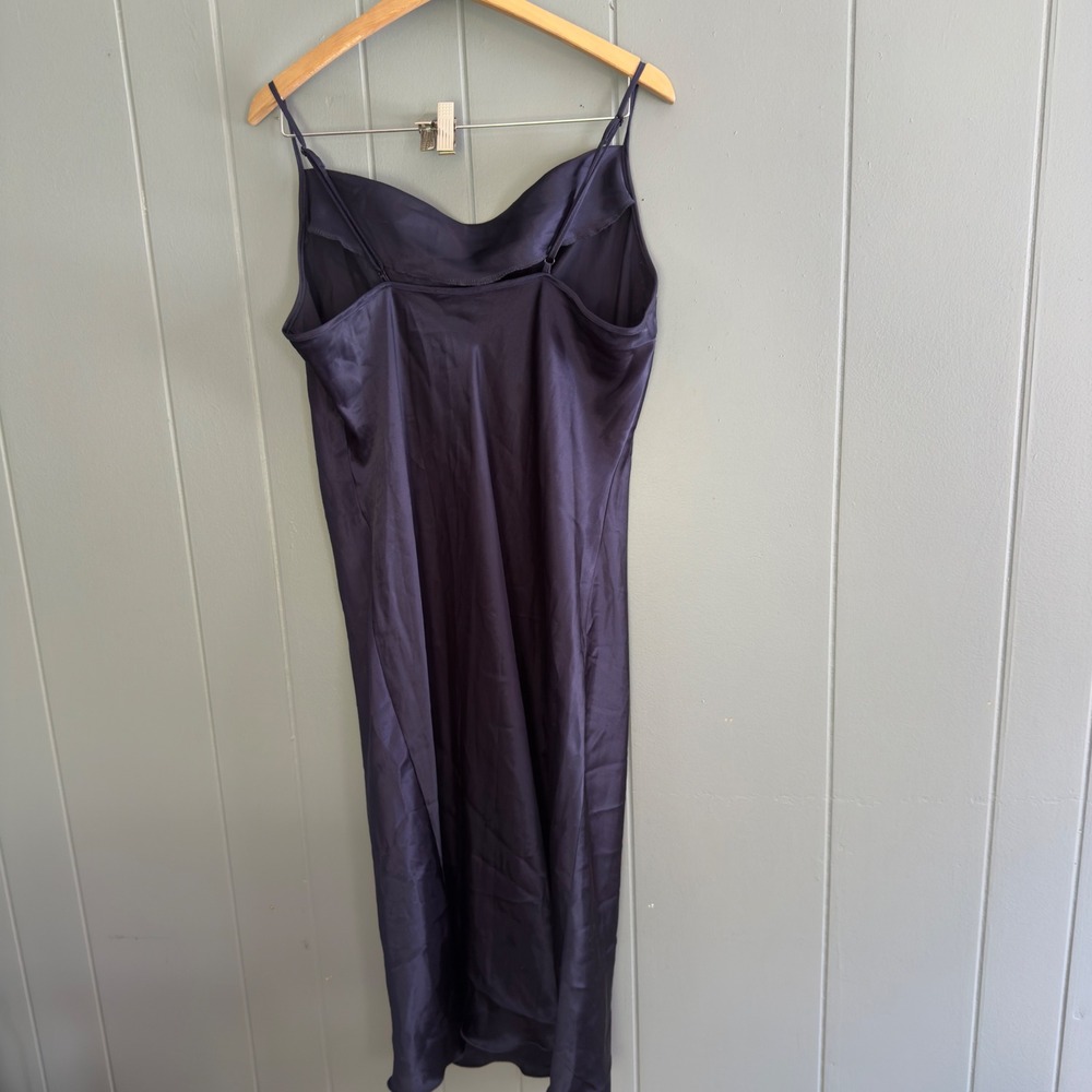 bebe Navy Satin Cowl Midi Slip Dress - Picture 8 of 12